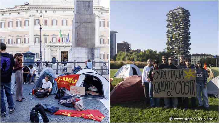 Da Montecitorio alla Biblioteca degli alberi di Milano, tornano le tende degli studenti contro carovita e diritto allo studio trasformato in affare per i privati