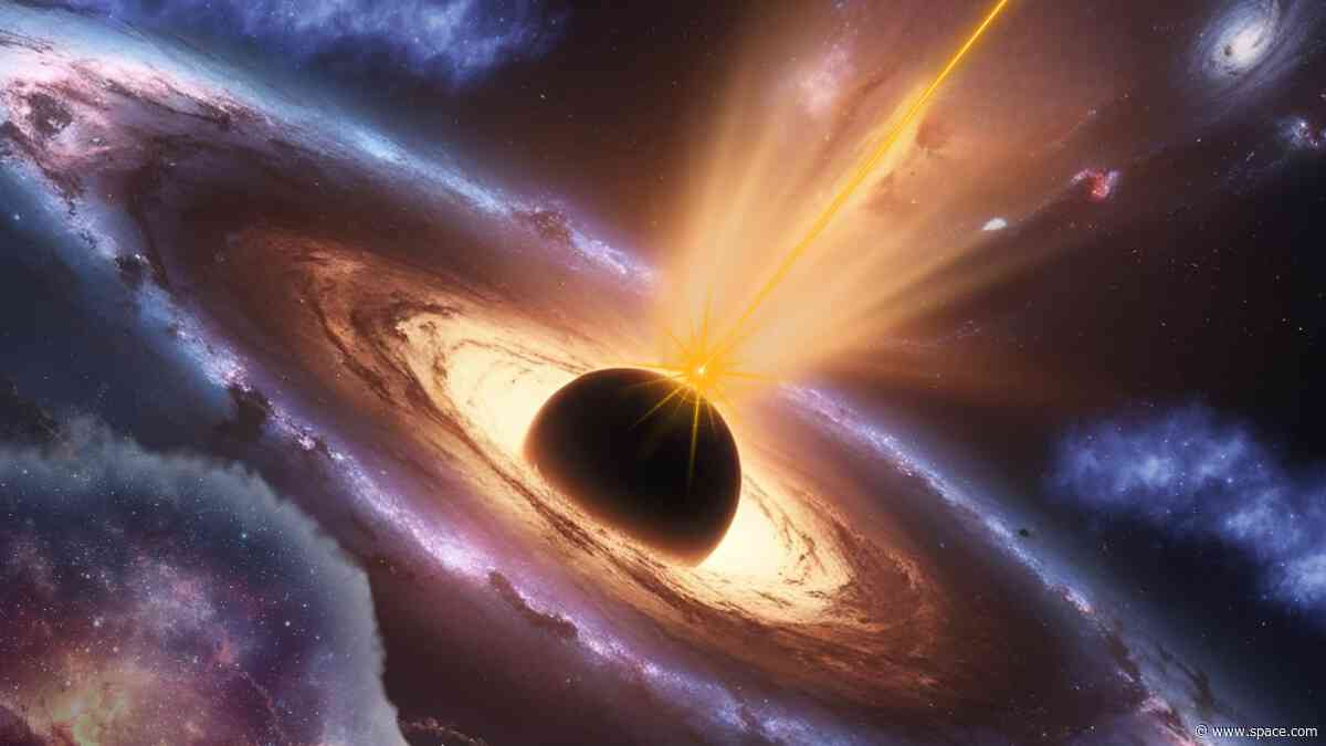 Astronomers witness supermassive black hole gorge on a cosmic meal before 'burping' radio jets 300 days later