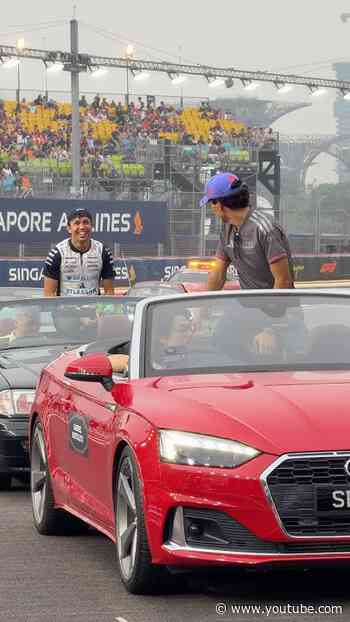 “Gabi, don’t break” 😂 Catching up at drivers’ parade 🤝 #f1