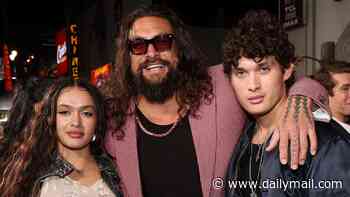 Jason Momoa is supported by his kids Lola, 19, and Nakoa-Wolf, 17, as they make a rare red carpet appearance at the premiere of Street Fighter
