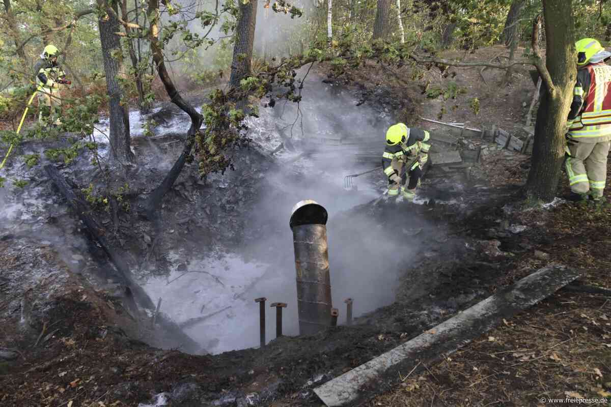 Gartenlaube in Chemnitz brennt vollständig nieder