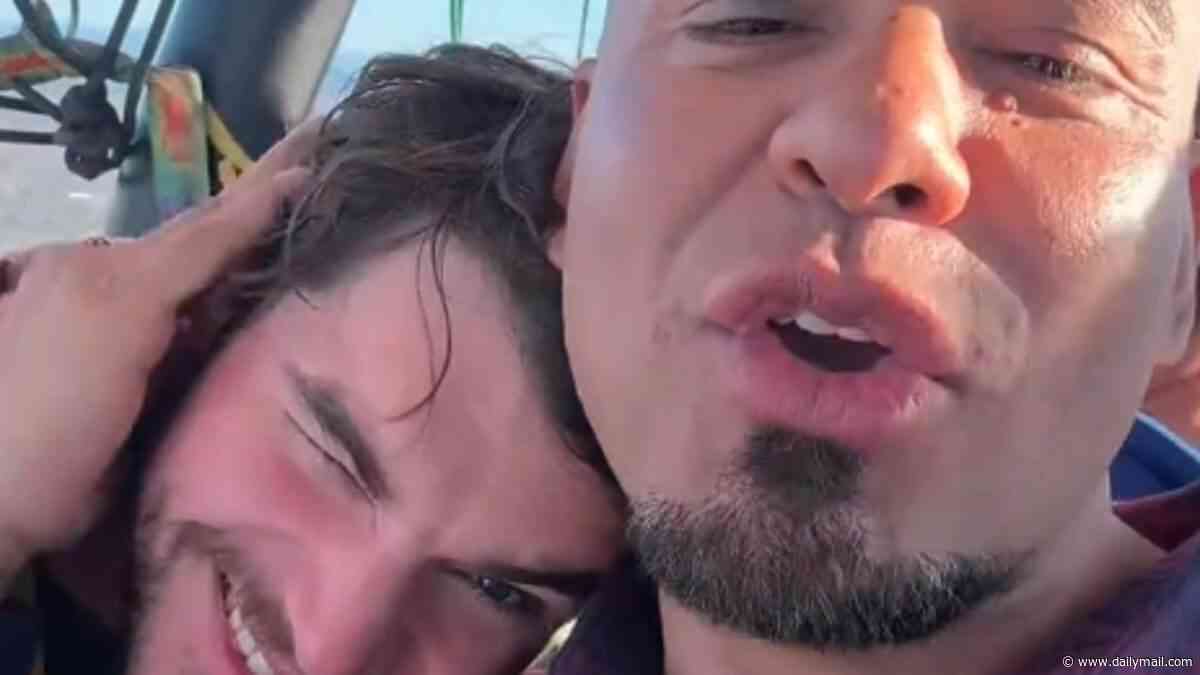 RJ Mitte is comforted by his Breaking Bad co-star Luis Moncada who tells him 'you're going to be OK' in final appearance during hot air balloon ride eight days before his sudden death aged 34