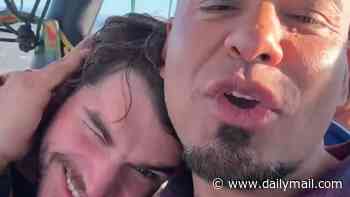 RJ Mitte is comforted by his Breaking Bad co-star Luis Moncada who tells him 'you're going to be OK' in final appearance during hot air balloon ride eight days before his sudden death aged 34