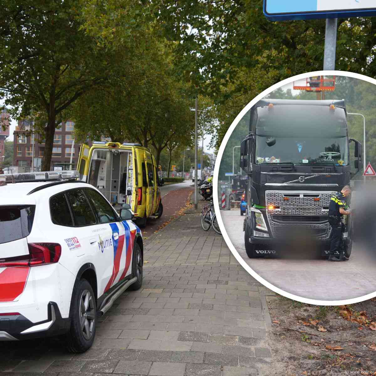 Vrouw naar ziekenhuis na aanrijding met vrachtwagen bij bouwplaats in Zwolle
