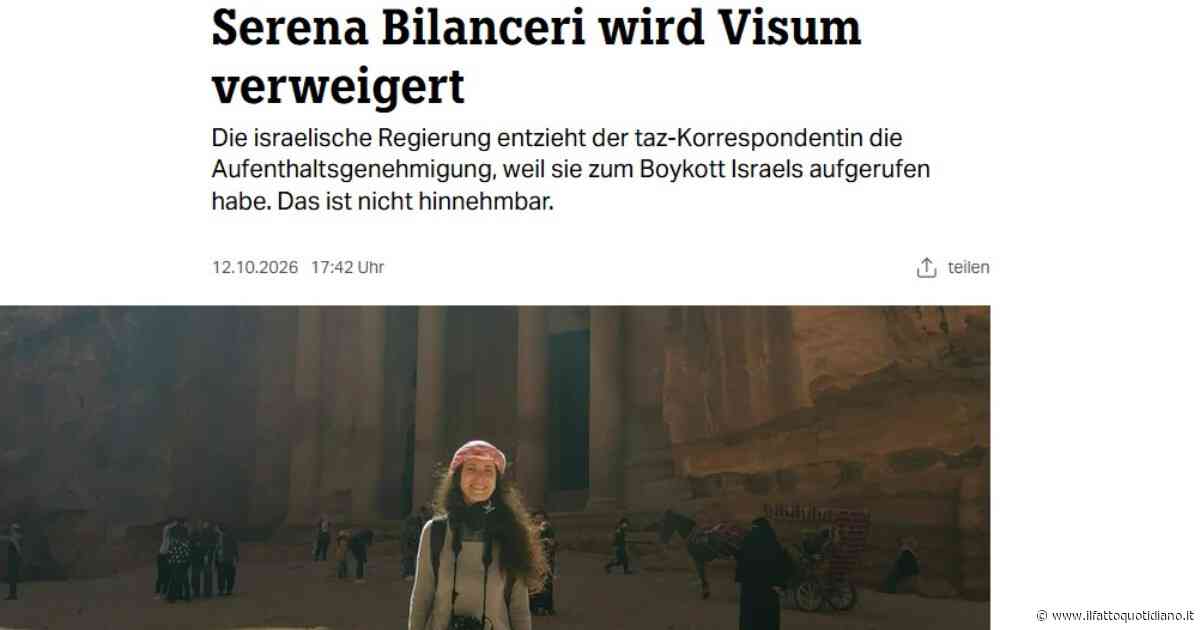 Israele nega il visto di lavoro e revoca il permesso di soggiorno alla giornalista italiana Serena Bilanceri. “Inaccettabile limitazione della libertà di stampa”