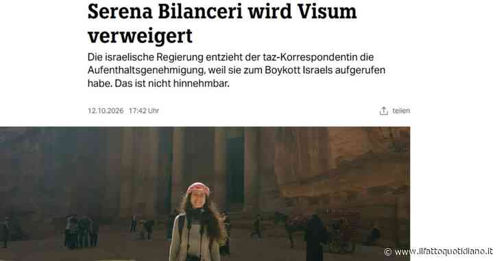 Israele nega il visto di lavoro e revoca il permesso di soggiorno alla giornalista italiana Serena Bilanceri. “Inaccettabile limitazione della libertà di stampa”