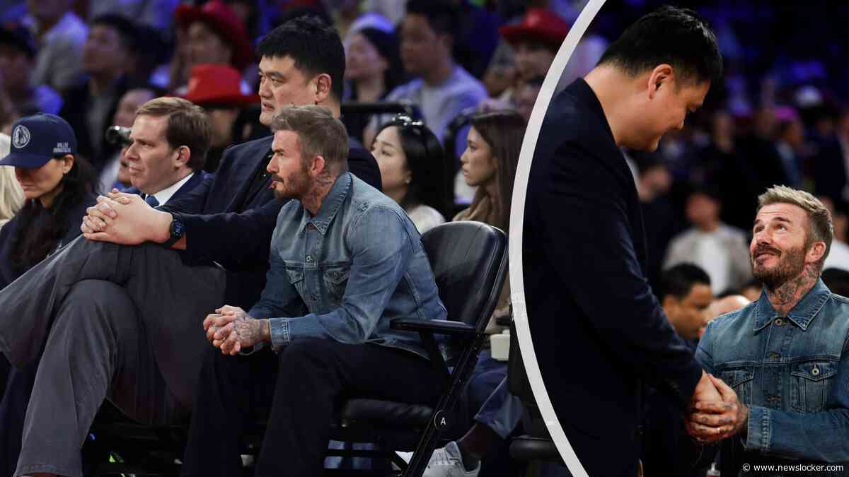 Beelden van David Beckham naast voormalige NBA-ster Yao Ming gaan rond door gigantisch lengteverschil