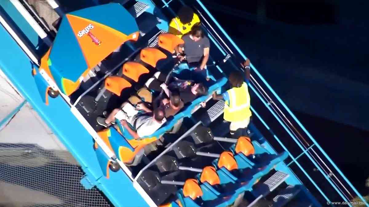 Dad who fell to his death from Six Flags roller coaster levitated and made eye contact with other riders in bloody scene that ended with him plunging onto roof of haunted house