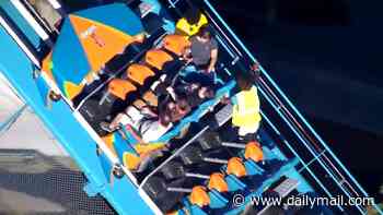 Dad who fell to his death from Six Flags roller coaster levitated and made eye contact with other riders in bloody scene that ended with him plunging onto roof of haunted house