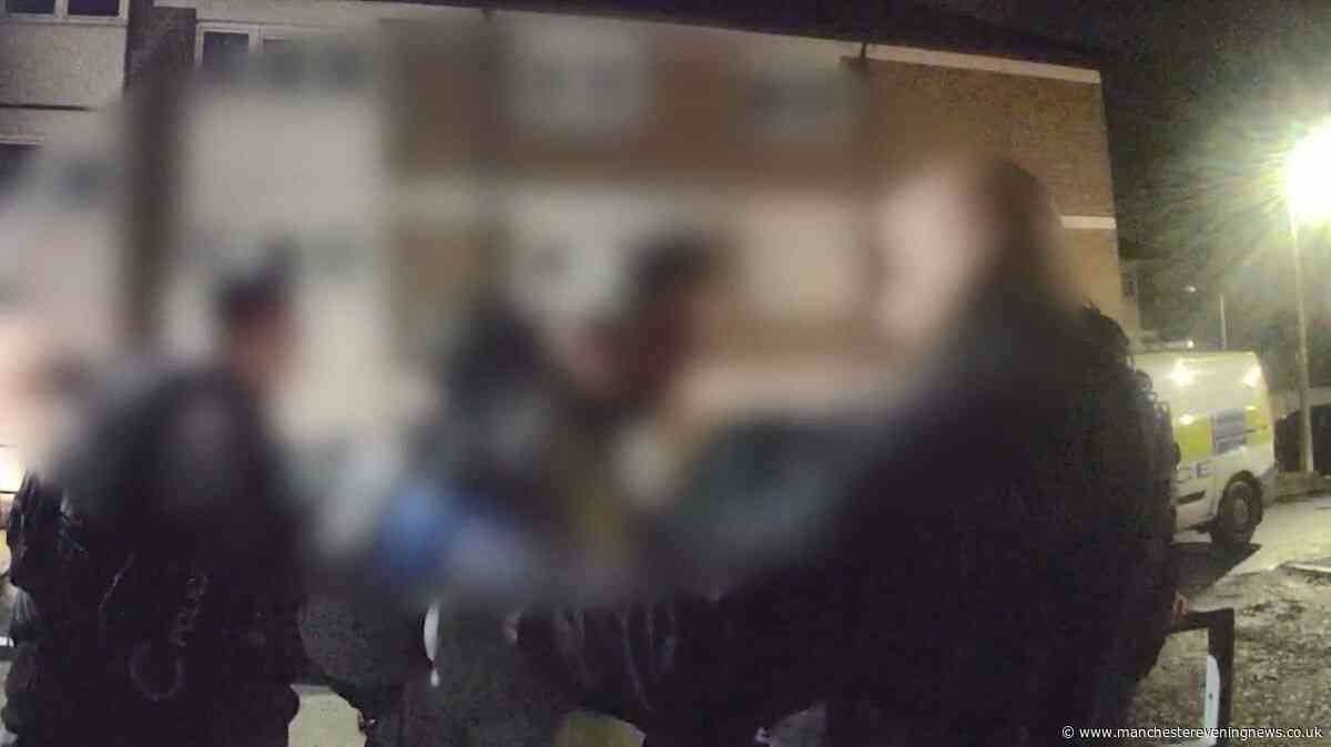 Moment suspect placed in cuffs after reports of attempts to open car doors in Bolton