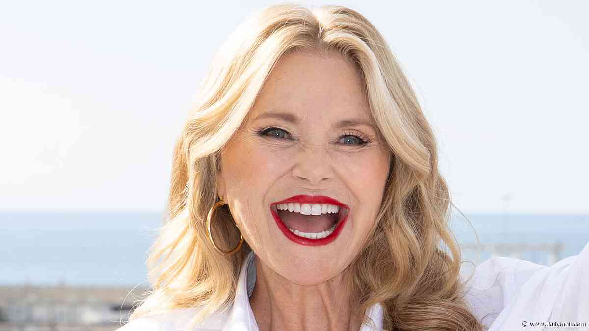Christie Brinkley, 72, shows off her youthful looks as she kicks her leg up in the air at a photocall for her Uptown Girl docuseries at MIPCOM in Cannes