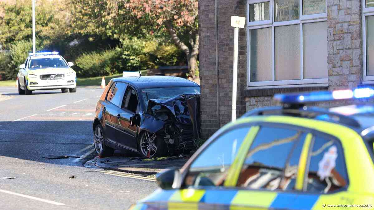 Car smashes into Northumberland club after police chase leaving two seriously injured