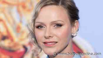 Princess Charlene swaps heels for statement flats with the chicest periwinkle-blue suit