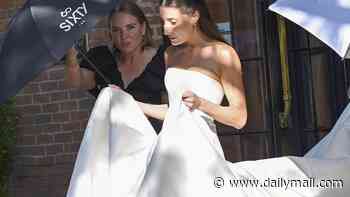 Here comes the bride... finally! Andy Lee and Rebecca Harding tie the knot in New York after 12 years together as model stuns in a breathtaking white strapless gown