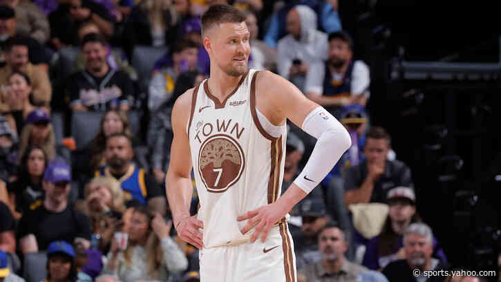 Kristaps Porziņģis arrives at the Chase Center