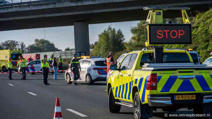 Snelweg A16 nog uren dicht richting het zuiden na ongeluk bij Breda