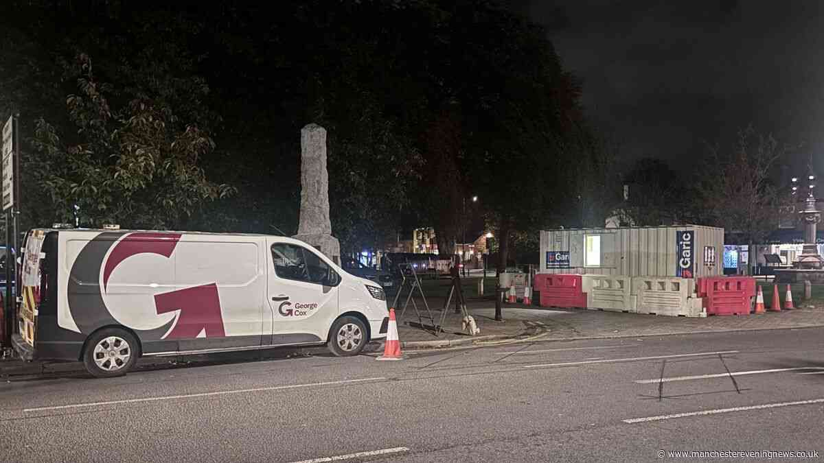 Construction firm apologises after installing 'mess room' next to Stockport war memorial