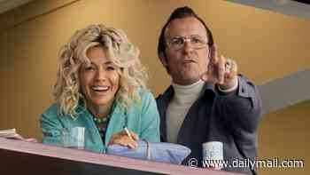 Sienna Miller sports a bouffant perm as she transforms into Las Vegas Raiders owner Carol Davis in first stills with Madden co-star Christian Bale