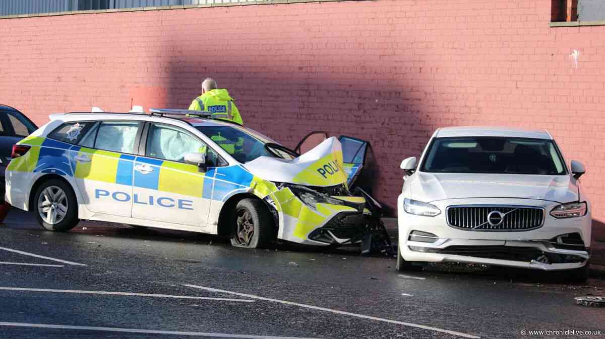 Police car in major Newcastle crash was on 999 call to machete reports when BMW pulled out