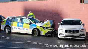 Police car in major Newcastle crash was on 999 call to machete reports when BMW pulled out