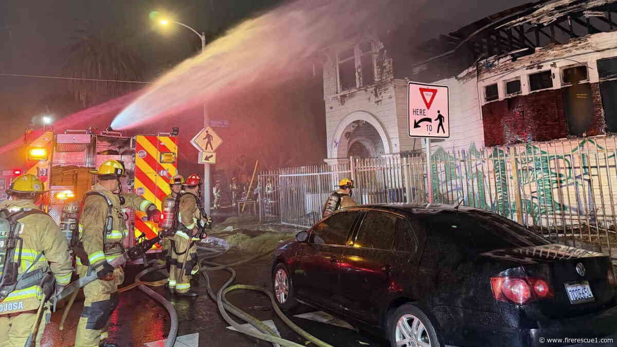 Firefighter trapped in collapse as historic L.A. church burns for third time