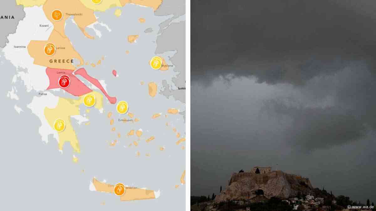 Schwere Unwetter in Griechenland: Höchste Warnstufe und Notfall-SMS – Chaos auch auf Uralubsinseln