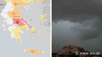 Schwere Unwetter in Griechenland: Höchste Warnstufe und Notfall-SMS – Chaos auch auf Urlaubsinseln