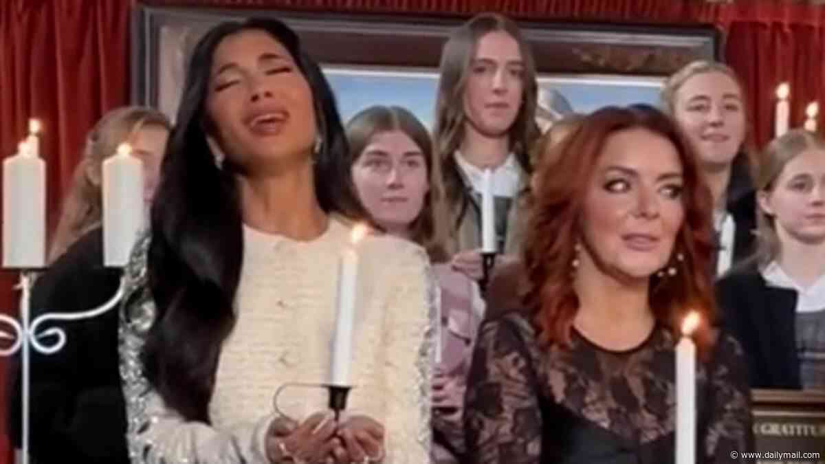 Sheridan Smith gives Nicole Scherzinger a hilarious side-eye as she dramatically belts out a song while filming choir scenes for new movie