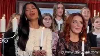 Sheridan Smith gives Nicole Scherzinger a hilarious side-eye as she dramatically belts out a song while filming choir scenes for new movie