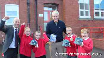 Sir Bobby Robson's son visits legend's primary school amid final £500,000 push for new cancer centre