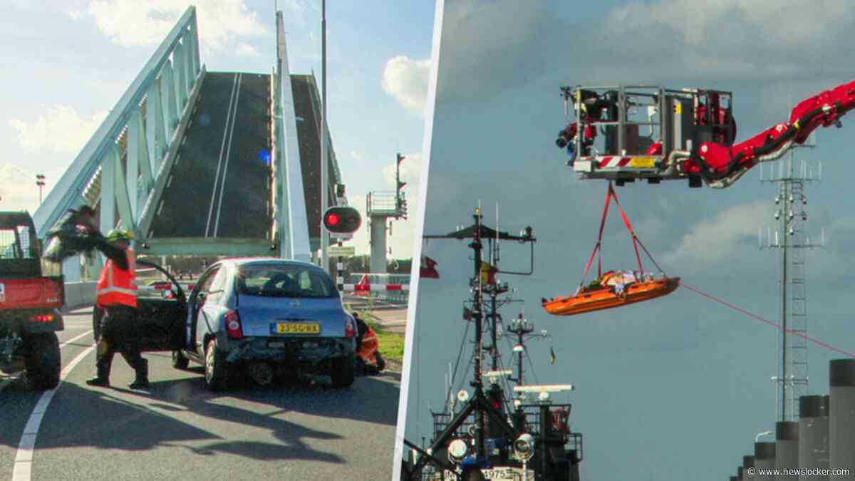 Opmerkelijk: auto rolt van opengaande brug in Terneuzen