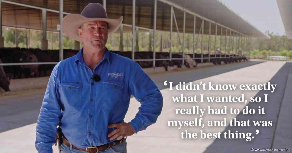 He had no plan, but his new beef feedlot had to run on robots. And it works