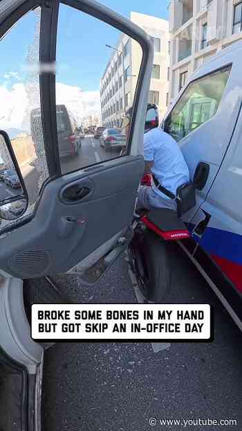 Bad time to get out of the car #cctv #helmetcam #motorcycleaccident #motorcycle #shorts
