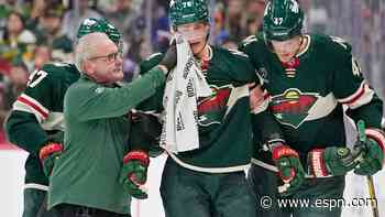 Sturm sent to hospital after puck strikes his head in Wild's victory
