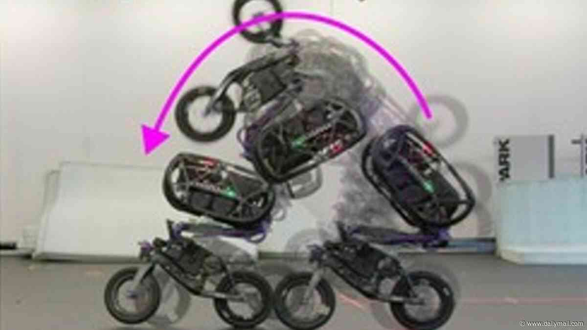 Real-life Batpod! Incredible robot bicycle performs wheelies, jumps and front flips like a Hollywood stunt bike