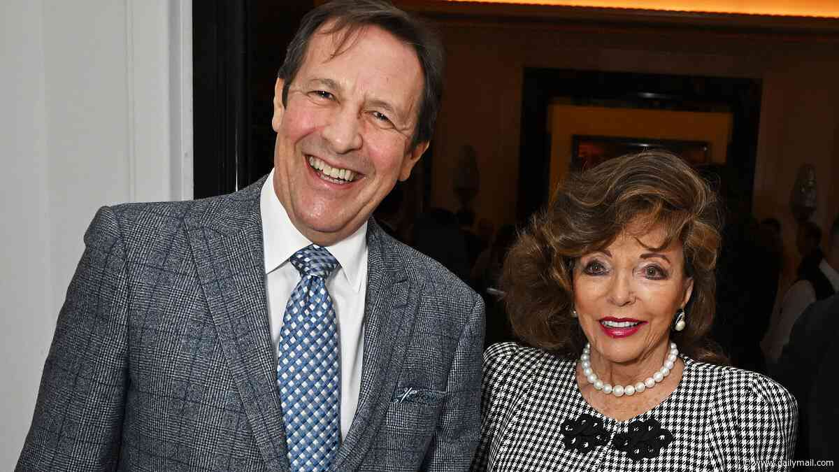 Joan Collins, 93, enjoys a date night with husband Percy Gibson, 61, as they hold hands while attending Claridge's book launch