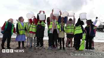 Schoolchildren help rescue crabs before lake clearance