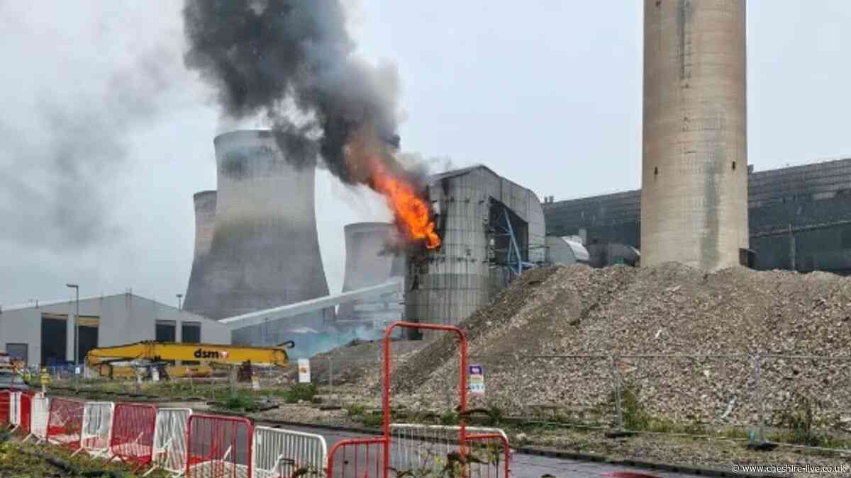 Live Fiddlers Ferry power station fire updates as road shut