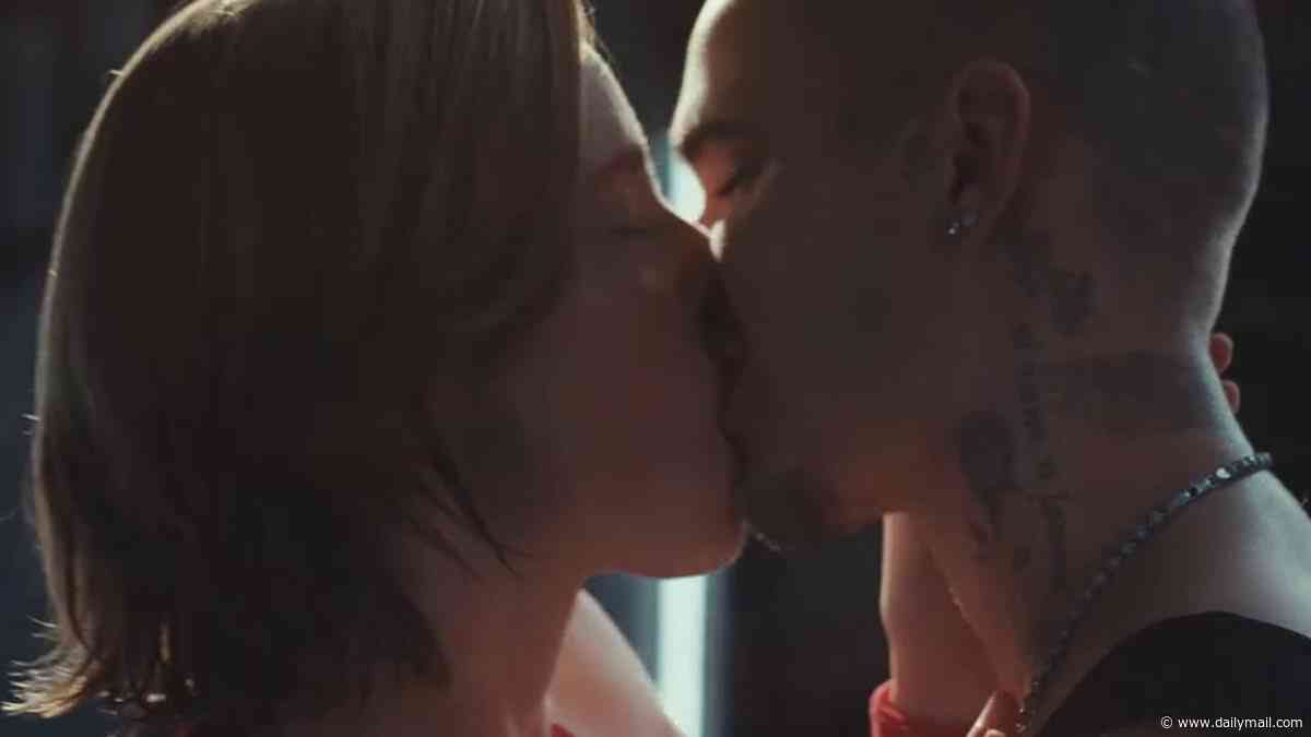 Romeo Beckham passionately kisses his charismatic male tennis rival as he makes his acting debut in French gay tennis movie Forty Love