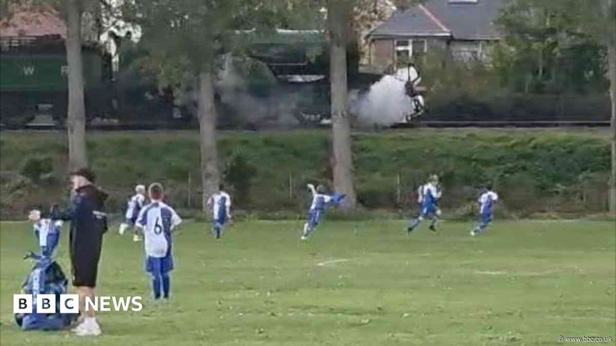 Youth footballers abandon team talk for steam train