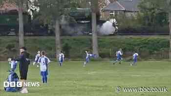 Youth footballers abandon team talk for steam train