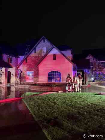 OKC and Mustang Fire Department respond to house fire; lightning suspected 