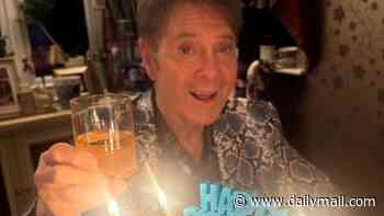 Sir Cliff Richard turns 86: Iconic pop singer celebrates his big day with a 'Number One-themed' afternoon tea for fans as he drinks wine, eats cake and gets swarmed by balloons