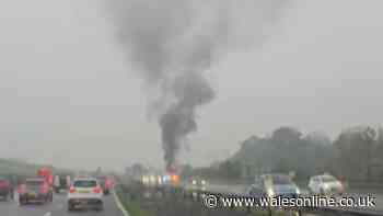 Car burst into flames bringing M4 to a standstill