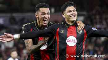 Cherries on top! Bournemouth make Euro history as Sunderland score last-gasp winner and Brighton enjoy easy win... but Crystal Palace fall to defeat in five-goal thriller against Lyon