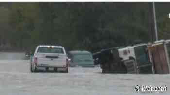 Driver rescued from stranded box truck amidst rising waters in Kingfisher