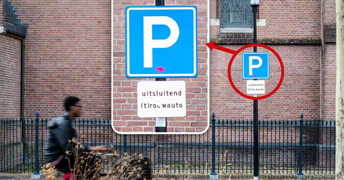Parkeren voor (t)rouwauto: deze parkeerplaats gaat viraal door efficiënt bord