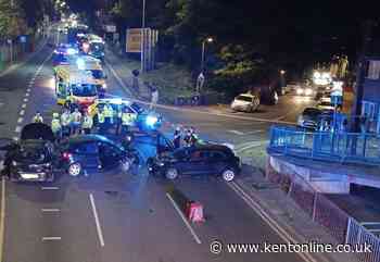 Woman arrested after three-car crash on A2
