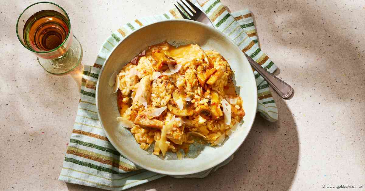 Wat Eten We Vandaag: Eenpansrisotto met kip, champignons en ’nduja