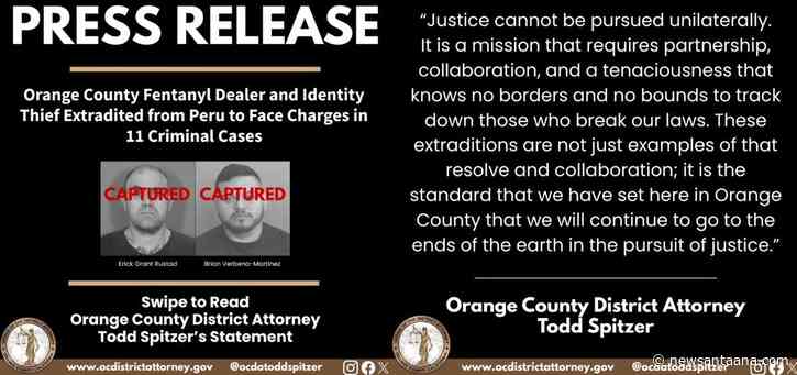 OCDA brings two wanted fugitives back from South America to face serious criminal charges in Orange County